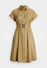 Lauren Ralph Lauren Woman BELTED STRETCH-COTTON BLEND SHIRTDRESS - Kreklkleita - birch tan