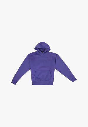 Lila Baumwoll-Hoodie mit einer Fronttasche, langen Ärmeln und einer Kordelzugkapuze. Verfügt über eine minimalistische Logo-Stickerei auf der Brust.