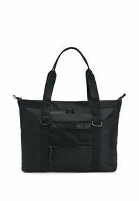 Sac fourre-tout noir en nylon durable avec des poignées renforcées, une poche en filet et un compartiment zippé à l'avant. Avec le logo Under Armour.