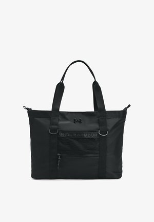 Černá taška přes rameno vyrobená z odolného nylonu, se zesílenými držadly, síťovou kapsou a přední kapsou se zipem. Obsahuje logo Under Armour.