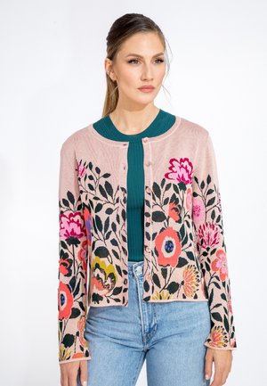 O NECK FLORAL PATTERN - Kardiganas - powder