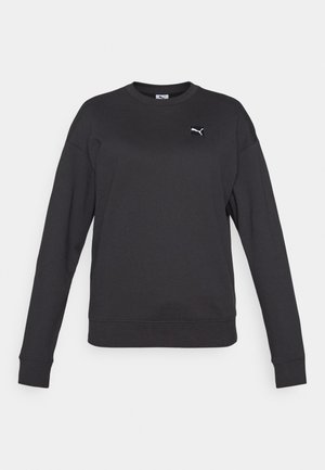 Sweatshirt preto feito de material suave, com decote redondo, mangas longas e um pequeno logótipo branco da Puma no peito.