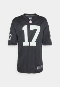 Maillot NFL noir à manches courtes, avec le numéro 17 en blanc à l'avant, le logo de l'équipe sur les manches et une étiquette en bas.