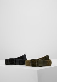 Urban Classics - ELASTIC BELT 2 PACK - Braided belt - black/olive Thumbnail Image 1