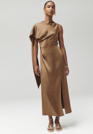 Next, TEXTURED SATIN SCARF MIDI DRESS - Freizeitkleid - bronze