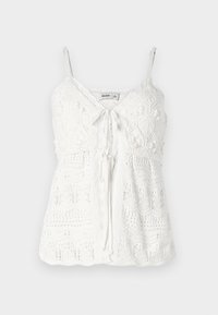 Crochet-Style Tie-Front Sweater Tank - Topper - cloud dancer