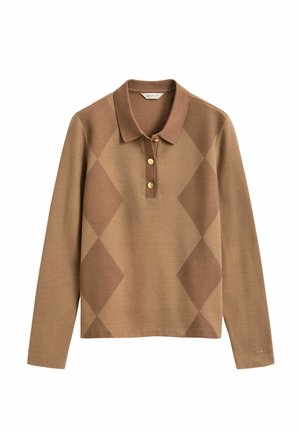 GANT, REG ARGYLE LS PIQUE POLO - Poloshirt - caramel brown