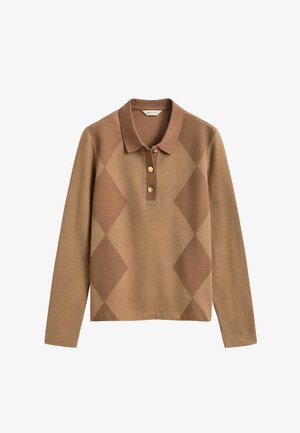 GANT, REG ARGYLE LS PIQUE POLO - Poloshirt - caramel brown