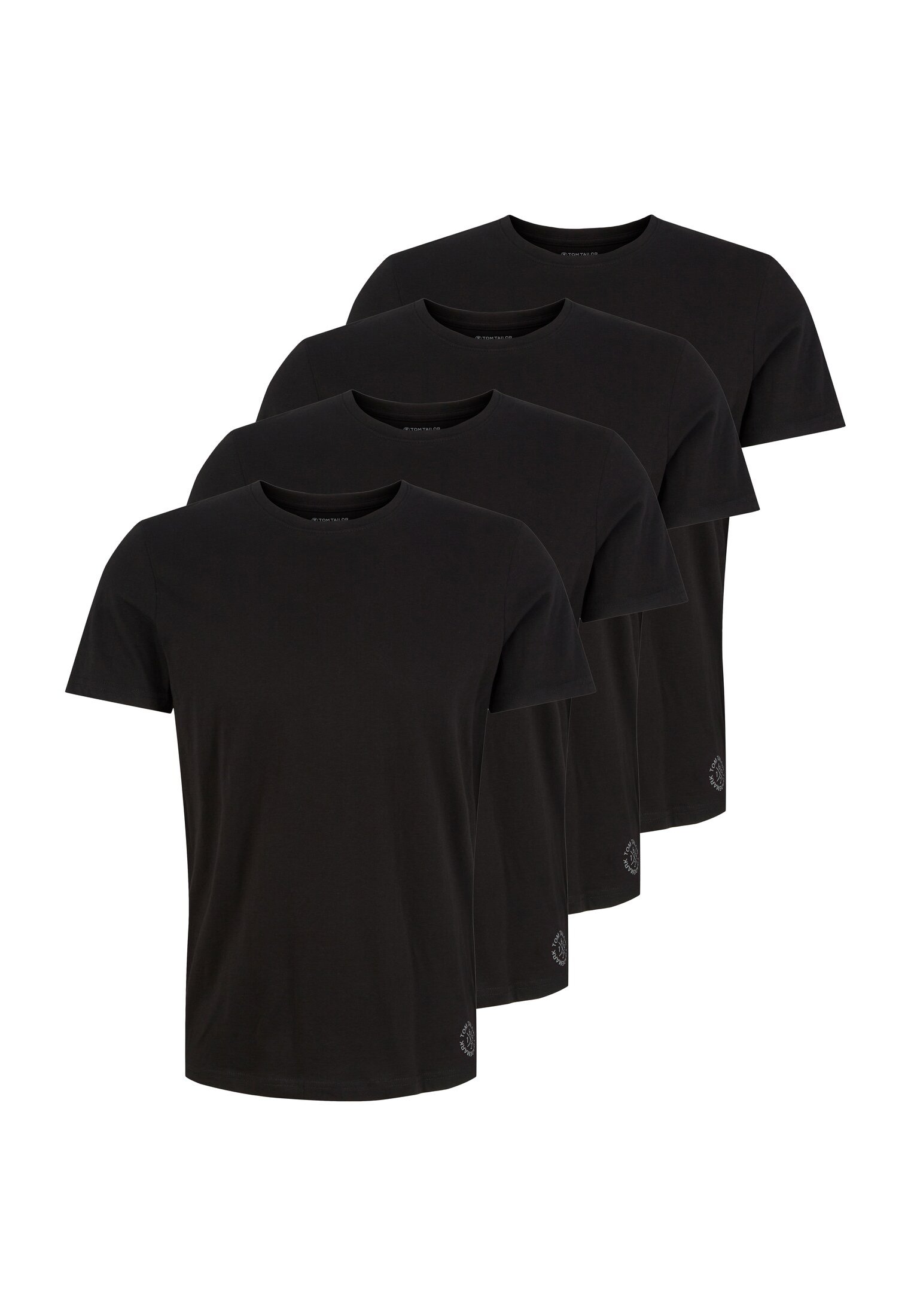 TOM TAILOR Herren Basic T-Shirt – Regular Fit, V-Ausschnitt, Mit Logo-Stickerei