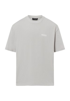 Light grey cotton t-shirt with a crew neck, short sleeves, relaxed fit, and a small white "PEGADOR" logo on the left chest.