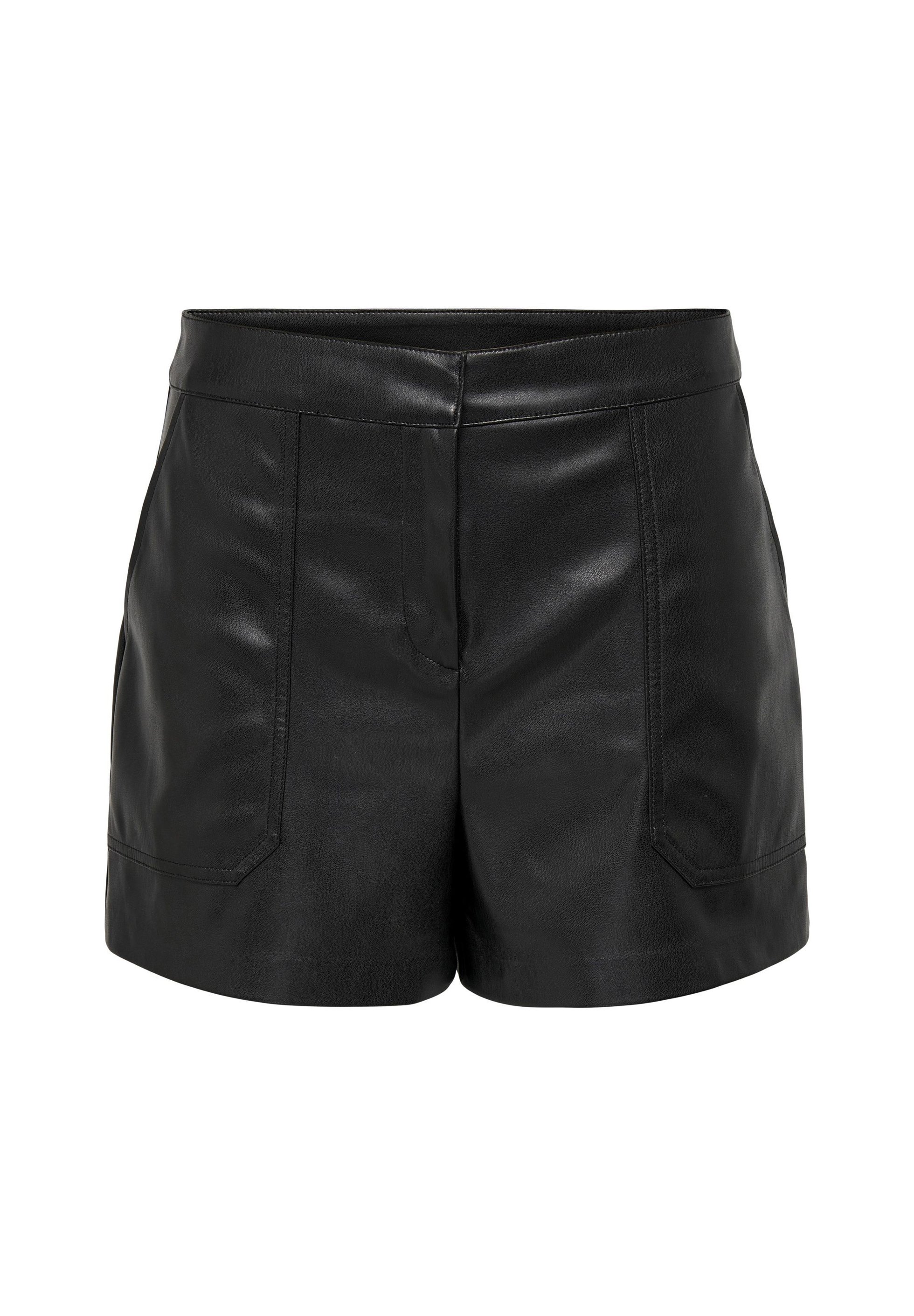 ONLY Synthetic leather ONLTRICIA Mid waist gy Fit - Shorts - black