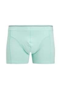 Boxers pour hommes vert menthe en tissu doux, avec une coupe ajustée, une ceinture élastique avec l'inscription "JACK & JONES" en blanc.