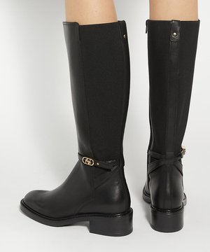 Dune London, DUNE LADIES TIAS BRANDED BUCKLE KNEE HIGH BOOTS - Stivali alti - black