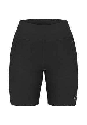 Zwarte sportshorts gemaakt van flexibel materiaal. Hoge tailleband, strak design en een gladde textuur. Voorzien van een subtiel logo aan de zijkant.