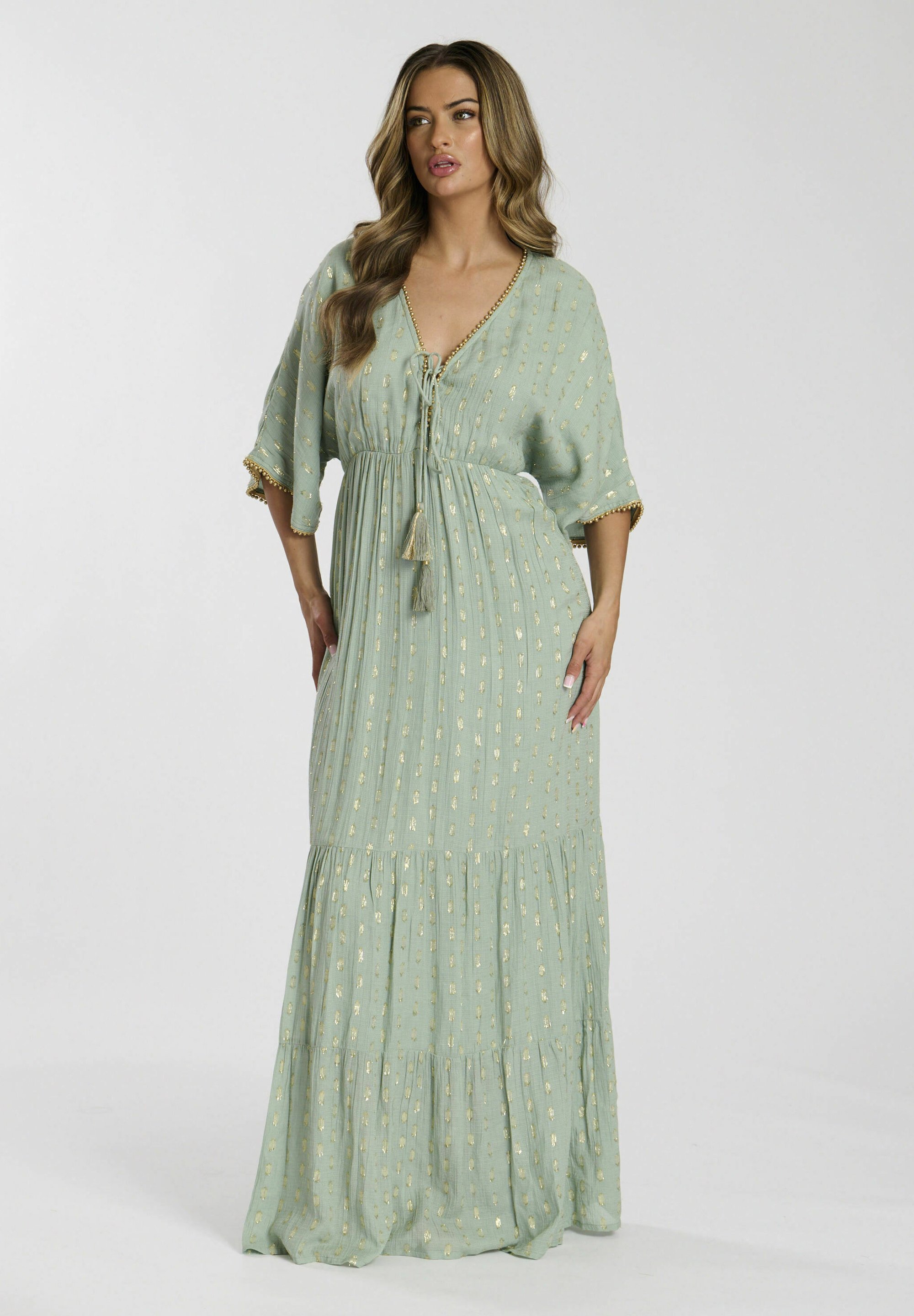 South Beach TIERED SPOT TIERED - Maxi dress - green - Zalando
