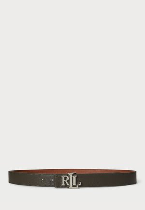 LOGO REVERSIBLE PEBBLED LEATHER BELT - Gürtel - brown/dark olive