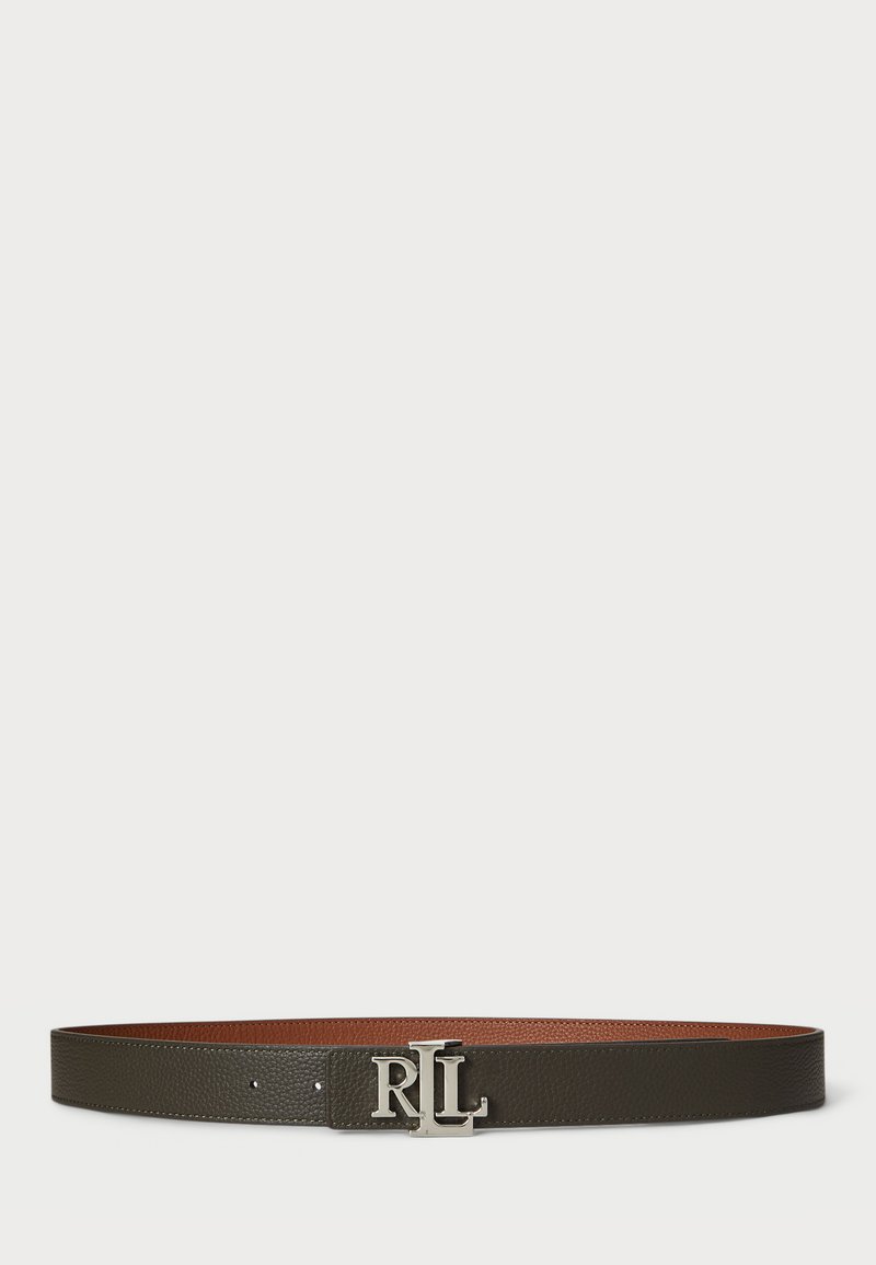 Lauren Ralph Lauren LOGO REVERSIBLE PEBBLED LEATHER BELT - Curea - brown/dark olive