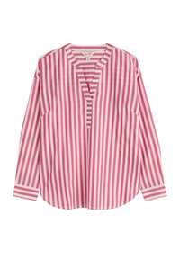 Blusa a maniche lunghe con scollatura a V, caratterizzata da strisce orizzontali rosa e bianche. Realizzata in tessuto morbido con una vestibilità comoda e maniche con polsini.