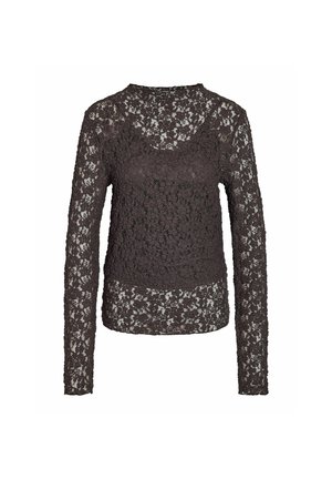 Noisy May, BLOUSE NMMIRIAM LACE - Long sleeved top - chocolate brown