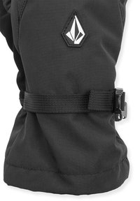 Gant en tissu noir avec une finition texturée, arborant un logo en forme de losange et une sangle noire réglable pour un ajustement sûr.