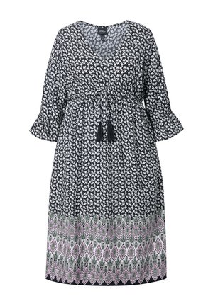 Ulla Popken, MIDIKLEID, TUNNELZUG, A-LINIE, V-AUSSCHNITT, 3/4-ARM - Vestito casual - black
