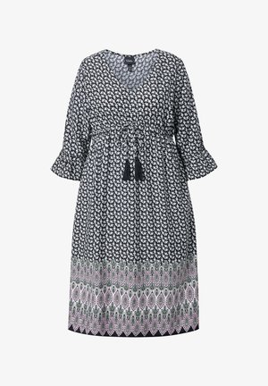 Ulla Popken, MIDIKLEID, TUNNELZUG, A-LINIE, V-AUSSCHNITT, 3/4-ARM - Hverdagskjole - black