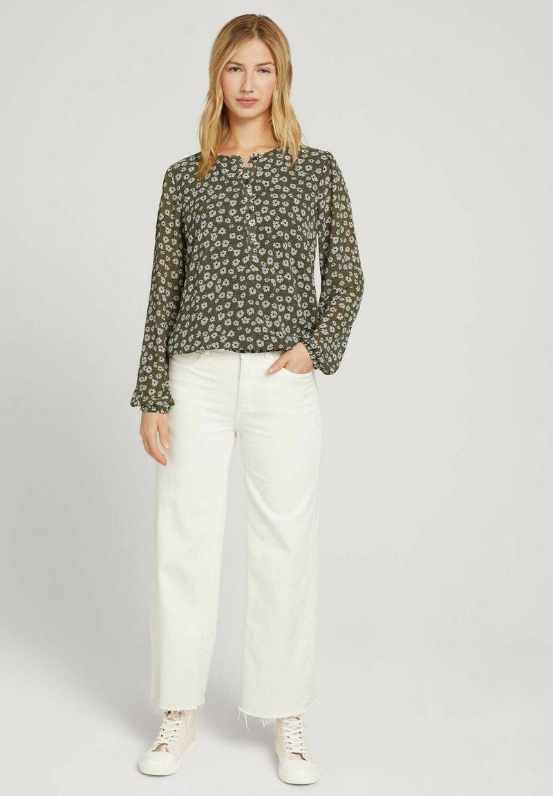 Damen T-Shirts | TOM TAILOR DENIM BALLOON SLEEVE BLOUSE Langarmshirt olive flower print/oliv-meliert - BI32130 Damen T-Shirts | TOM TAILOR DENIM BALLOON SLEEVE BLOUSE Langarmshirt olive flower print/oliv-meliert - BI32130