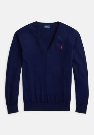 COTTON V-NECK SWEATER - Pulover - bright navy