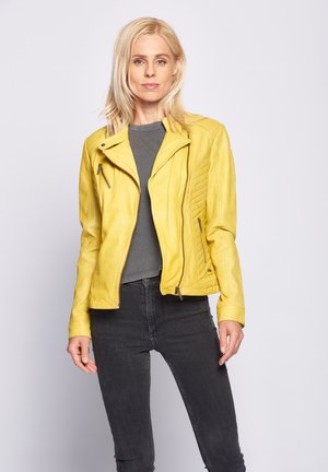 SALLY - Leather jacket - lemon