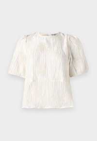 Objlucie L S Re O Neck Top White Sand