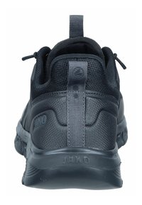 Black athletic shoe with a textured mesh upper, cushioned sole, and pull tab at the back. Features "JAKO" logo on the side.