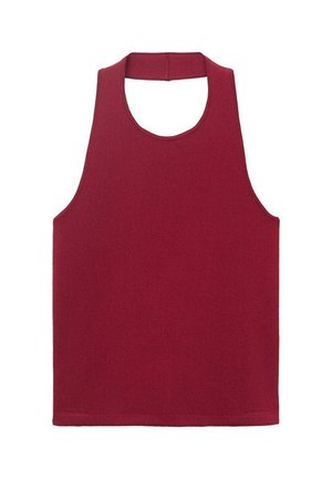 Bordo majica bez rukava s okruglim izrezom, izrađena od glatkog materijala, s jednostavnim dizajnom i ravnim rubom.