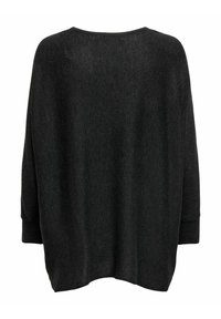 Pull en grosse maille noir surdimensionné avec manches longues et encolure ronde, présenté de dos sur un fond blanc uni.