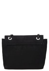 Mustahdli mustak-kotku mblack ma 'ħatf li jmiss, b'ħoss ta' metalli ikkuluriti f'argento u t-tessutur imtixmix. Jinkludi strap ma' xibka għall-iċċarry.