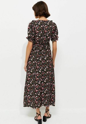 New Look, FLORAL SQUARE NECK MIDI TEA DRESS - Vestito casual - black pattern
