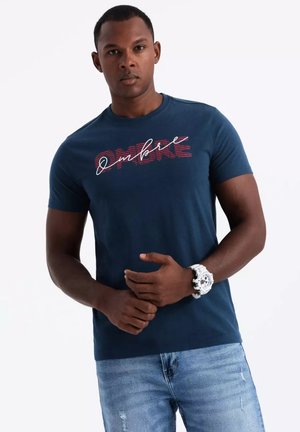 WITH LOGO - Print T-shirt - navy blue