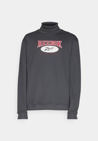 Šedý rolák ze měkké bavlny, se červenobílým logem Reebok ve středu hrudníku. Hladké manžety a lem.