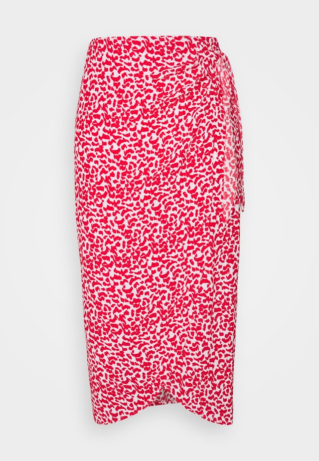 PRINT WRAP MIDI - Jupe crayon - red
