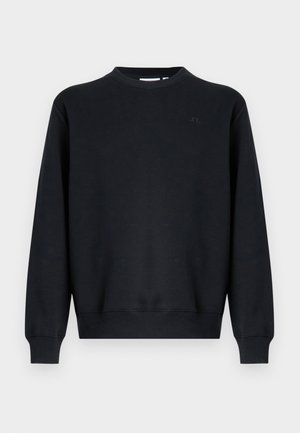 Black sweatshirt made of cotton blend fabric. Crew neckline, long sleeves, ribbed cuffs and hem. Subtle logo detail on chest.