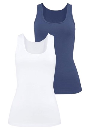 H.I.S 2 PACK - Unterhemd/-shirt - marine weiß