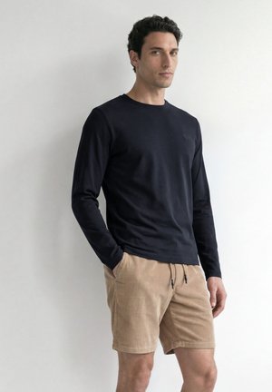 Street One MEN, PLAIN LONG-SLEEVED CREW NECK TOP - Maglietta a manica lunga - dark ink blue