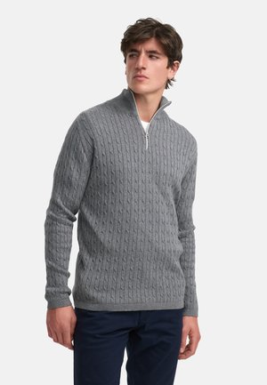 Kronstadt CABLE HALF-ZIP - Trui - lt grey mix