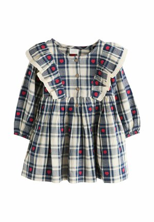 Next, REGULAR FIT - FRILL COLLAR LONG SLEEVE DRESS - Jurk - navy blue heart check