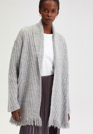 LONG WITH FRINGE DETAILE - Cardigan - grey