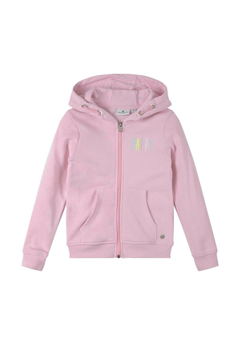 TOM TAILOR Mädchen Sweatjacke Mit Herz-Print - Cropped Hoodie Aus Bio-Baumwolle (Gr. 104/110)