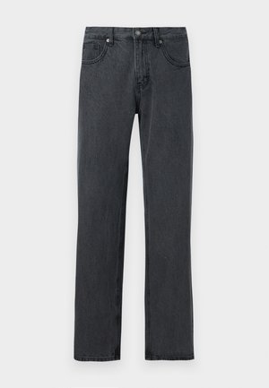 Mørkegrå denim jeans med rett benkutt, som har fem lommer, knappeåpning og subtile sømdetaljer.