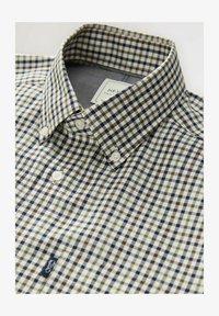 Unselected, neutral brown/navy gingham check