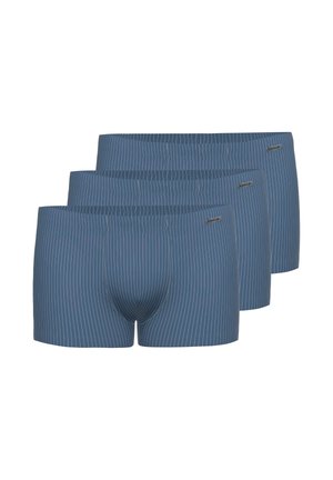Dunkelblau gestreiftes Boxershorts-Set aus weichem Stoff. Verfügt über einen bequemen Bund und schmale weiße vertikale Streifen.
