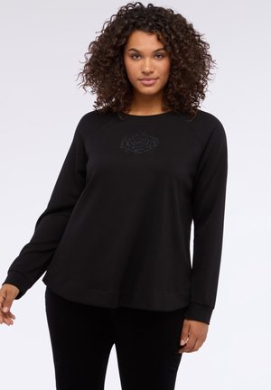 CON FIORE IN STRASS - Sweatshirt - nero