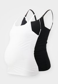 Lindex - NURSING CAMI 2 PACK - Unterhemd/-shirt - black/white Thumbnail-Bild 1